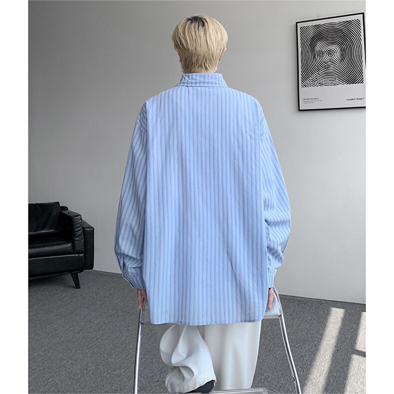 现货CS1163-特P53新款百搭条纹大码男衬衫,男装衬衫,电商A059