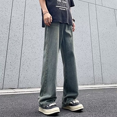 复古做旧直筒牛仔裤男夏季薄款潮流宽松休闲长裤子潮牌iA132/P45，男装牛仔裤，星座506