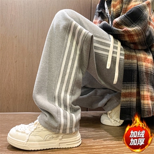 木地板新款男百搭设计感加绒港风休闲裤K186H-P50图片