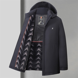 中年男士商务休闲棉服冬季新款可脱卸帽外套男装加厚保暖棉衣服图片