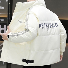 新款防水面料鲨鱼皮立领高级感外套短款羽绒服外套男现货足，男装羽绒服，星座301D-5(原星座1415）