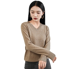 2024秋冬新款35%山羊绒女士净面V领羊绒衫，女装羊绒衫，润辉羊绒