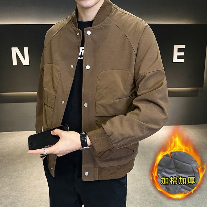 WT9916加棉P100针织夹克拼料立体口袋休闲男士外套，男装夹克，星座703-1