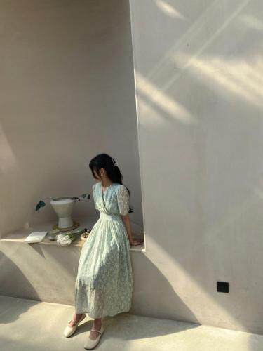 2079天丝小雏菊连衣裙，女装连衣裙，Mu Mu