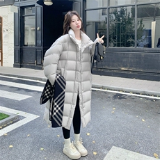灰色立领中长款泡芙羽绒服女冬2025超火好看高级小众加厚保暖外套，女装羽绒服，2C016