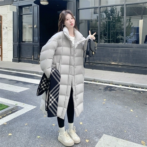灰色立领中长款泡芙羽绒服女冬2025超火好看高级小众加厚保暖外套图片