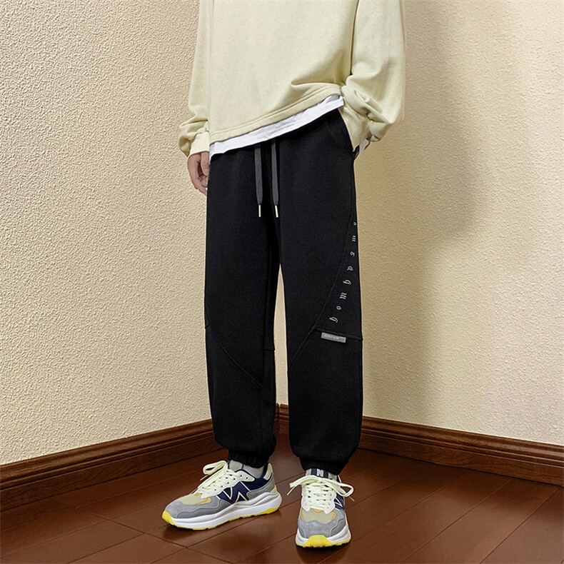 2024秋冬新款港风撞字母印花宽松束脚休闲裤运动裤K237-P60,男装休闲裤,星座914-3