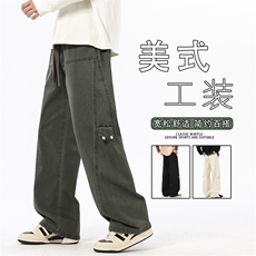 2025新款秋季男士工装裤男款直筒高街休闲裤口袋长裤K6652-P60，男装工装外套，星座610（原A335）
