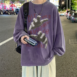 直播品质 重磅纯棉 美式蜡染水洗做旧潮牌宽松长袖t恤 CT379特P38图片