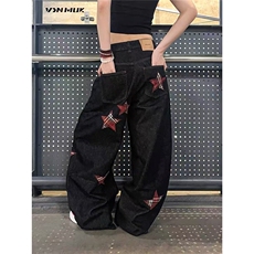 W10546-P65网图现货美式高街阔腿牛仔裤不褪色面料高品质，男装牛仔裤，星座1608