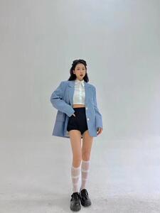 蓝紫色男友风oversize男友风西装，女装西装，HE