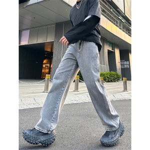 新款 重工 水洗 做旧 个性潮牌 牛仔裤男高街美式 大码 牛仔控89图片