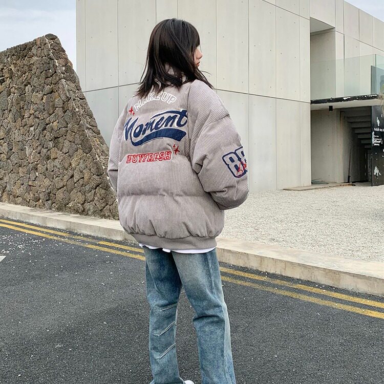 2024新款美式复古灯芯绒加厚外套男款冬季立领棉服情侣保暖棉,男装棉衣,星座506A