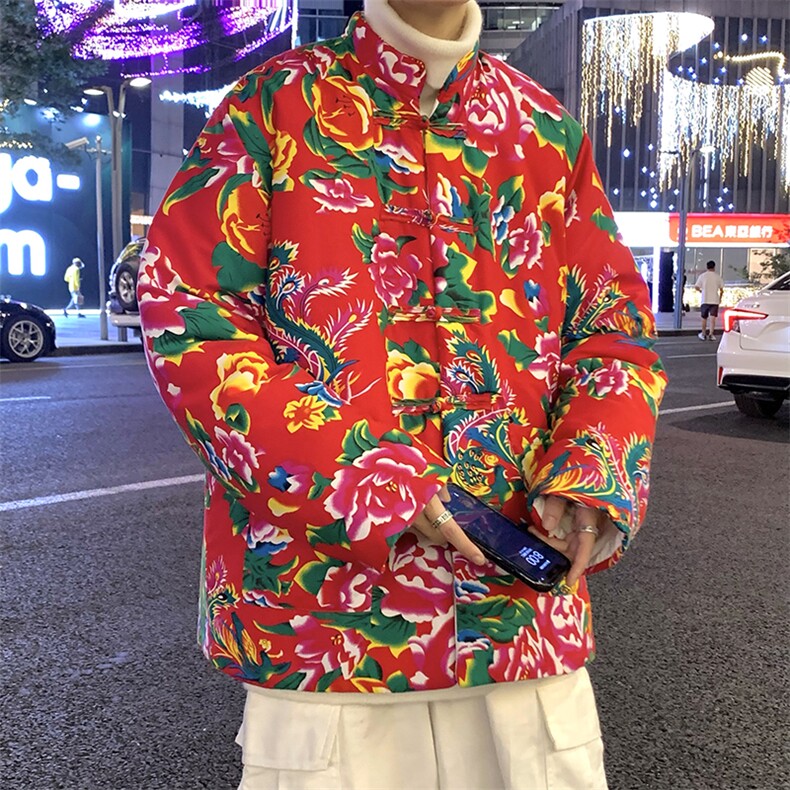 MY207风盘扣加厚保暖东北大花棉衣外套大码男女特色花棉袄潮,男装棉衣,星座115A(原星座507）