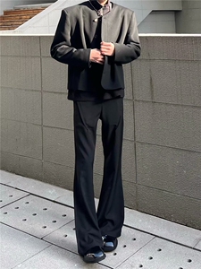 W9415-P48 网图现货 新款美式微喇休闲裤宽松直筒韩版百搭西裤图片