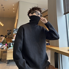 纯色毛衣男款高领ins潮流宽松秋冬季加厚保暖线衣潮牌加绒针织衫，男装针织衫/毛衣，星座410-7