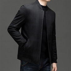 中青年男士秋冬立领外套中年爸爸装加厚夹克男棉服休闲棉袄上衣，男装夹克，电商B212（原钱塘6029）