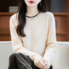 半高领针织衫女2025新款秋冬宽松套头可机洗内搭打底衫长袖毛衣潮，女装羊毛衫，大美人高端店