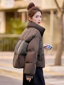 2025新款拼接短款撞色羽绒服图片