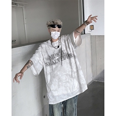 T2369P45控58巴家脏脏面料扎染印花宽松高街T恤，男装T恤，电商B205