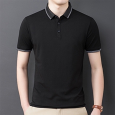 短袖2024年百搭翻领上宽松夏季衣纯色衬衫潮流POLO衫XLT19025，男装Polo衫，钱塘6003（原4033）