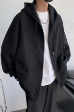 开衫连帽设计宽松卫衣复古重磅情侣款休闲卫衣HY272P75控108，男装卫衣，电商A102B