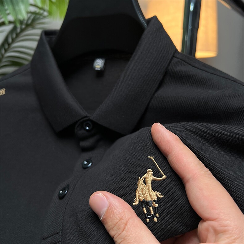 男装短袖T恤男2023夏季新款刺绣纯色翻领POLO衫中年商务休闲体恤,男装Polo衫,电商B212（原钱塘6029）