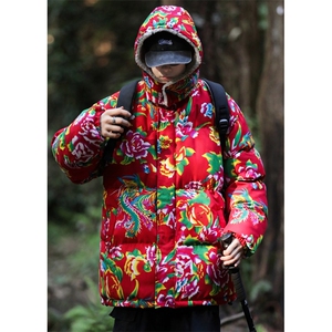 A1情侣装东北大花羊羔毛棉衣保暖防寒风汉服团队服可脱卸帽图片
