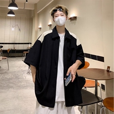 拼皮拉链衬衫男士韩版潮流高街百搭2024夏季新款ins外套CY781-P30，男装衬衫，星座412-2