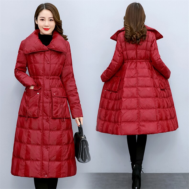 2024冬季中长款工艺修身加厚通勤拉链方领气质时尚潮羽绒棉衣，女装棉衣/棉服，艾仟回(原伊仟回)