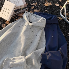港风秋款男连帽卫衣钉珠刺绣宽松夹克外套WY745P53，男装夹克，星座1013-1