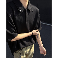 夏季新款美式肌理感短袖polo衫休闲翻领T恤简约复古上衣D415P45，男装T恤，电商A335-1（原A458）