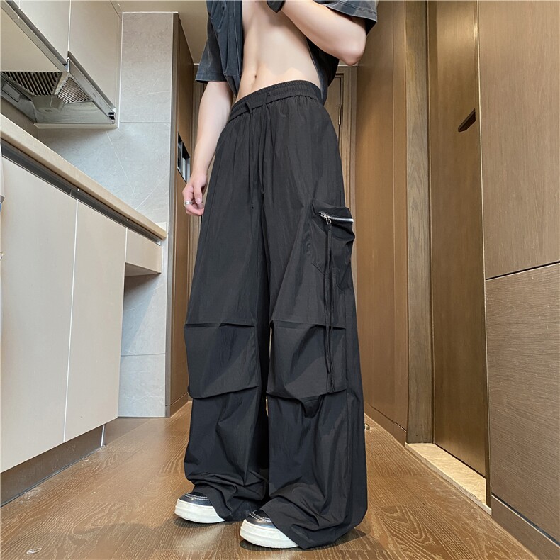 夏季新款美式高街飘带设计宽松休闲冰丝裤B315-K25592-特p35控68,男装休闲裤,电商B315