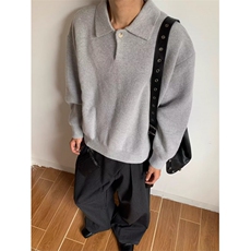 JY279-P52美式复古休闲慵懒风V领针织衫男纯色外套网图，男装针织衫/毛衣，星座1501-3