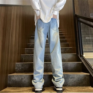 美式高街vibe风直筒长裤欧美痞帅男hiphop复古牛仔裤N08057-45图片