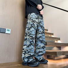 美式复古迷彩裤男宽松休闲大码潮流休闲长裤卫裤K8684-特价32，男装休闲裤，电商A007