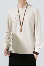 2026新款秋冬风长袖卫衣汉服盘扣中式保暖打底衫2378-P60，男装T恤，星座1105-3