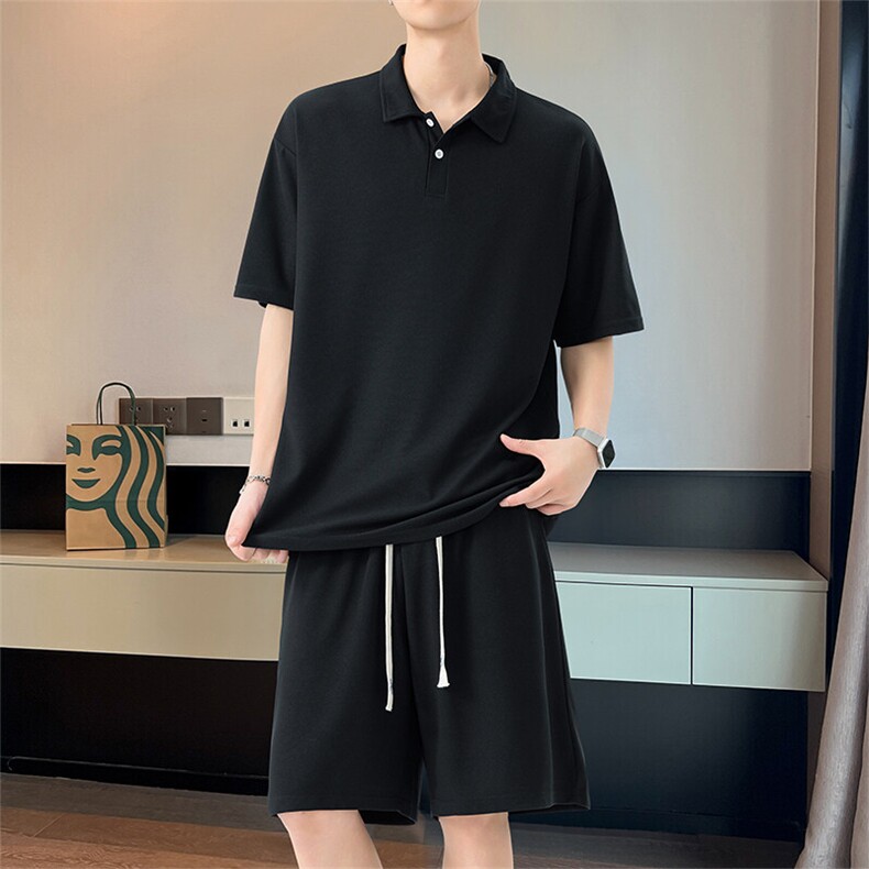 35339-P55大码胖子夏季华夫格休闲运动套装，男装休闲套装，星座209