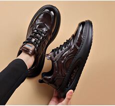 新款厚底真皮老爹鞋男潮鞋头层牛皮欧洲站运动休闲鞋，女鞋马丁靴，电商A223