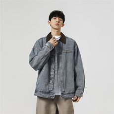 【现货】XZ1218WT4006特价P64美式灯芯绒翻领拼接牛仔外套，男装工装外套，星座1218（原611-3）