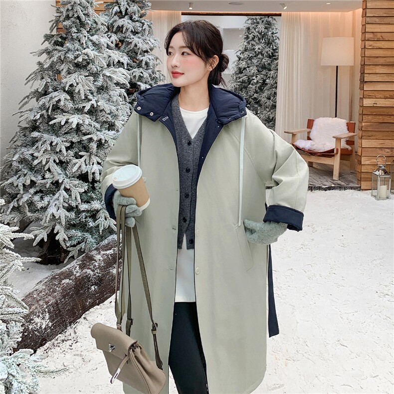 现货买家秀已更长款派克服连帽拼色90羽绒服2C282-991P305K438,女装羽绒服,2C282