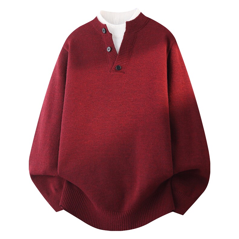 MY2121-TP55假两件高品质针织衫打底衫长袖套头毛衣外套，男装T恤，电商A320