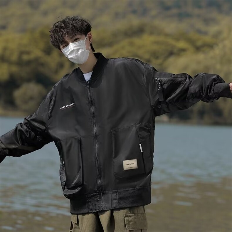 日系美式飞行员夹克男春秋季宽松工装棒球服潮牌ins百搭情侣外套,男装夹克,星座716-2