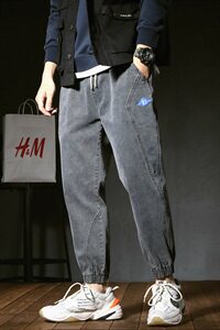 新款蓝标牛仔裤黑色灰色青少年大码潮流牛仔裤5063-240图片