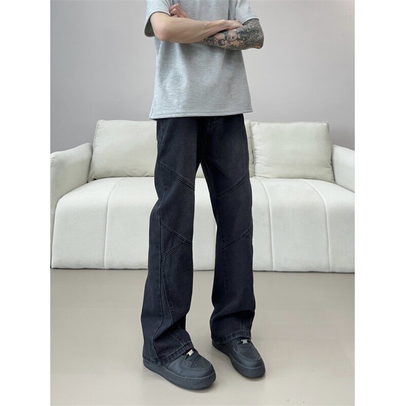 拼接牛仔裤美式高街裤子提档版型微喇直筒裤310A-4-NZ71-P55,男装牛仔裤,星座310A-4