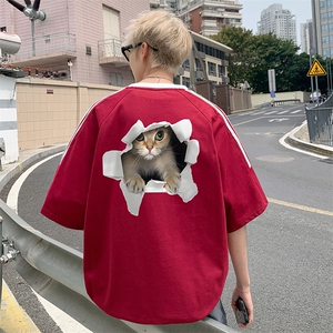 量大优供抖音视频 支持得物品质配合二开 美式三条杠短袖t恤ZD283图片