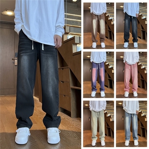 四季基础款牛仔裤水洗宽松休闲长裤子212-2-K003-特P45图片