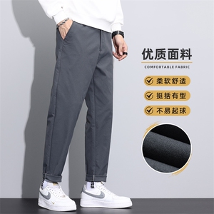 秋冬季直筒纯色休闲裤男士轻商务宽松2024新款锥形长裤Z9875-P40图片