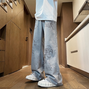 牛仔裤男设计感小众美式复古cleanfit裤子直筒裤N1078-P53图片