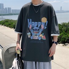 JT55077-P25假两件短袖t恤男大码胖子半袖体恤半截袖港风,男装T恤,电商A040
